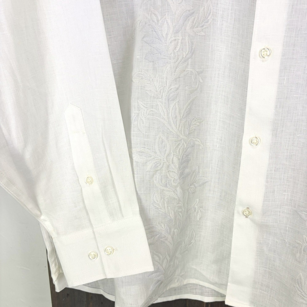 Tommy Bahama NWT Men's Button Up Shirt 2XL White Embroidered Linen Wedding Groom - Picture 8 of 16